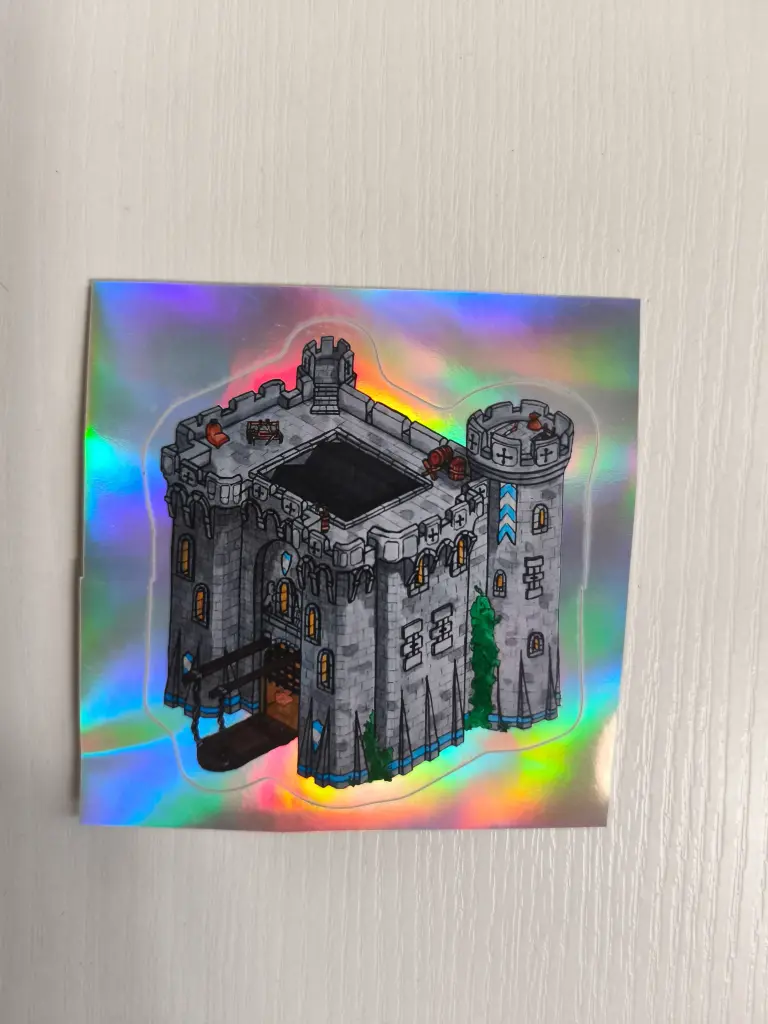 Sticker holographique château médiéval