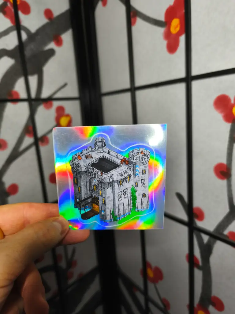 Sticker holographique château médiéval