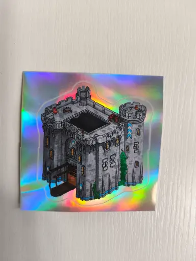 Sticker holographique château médiéval